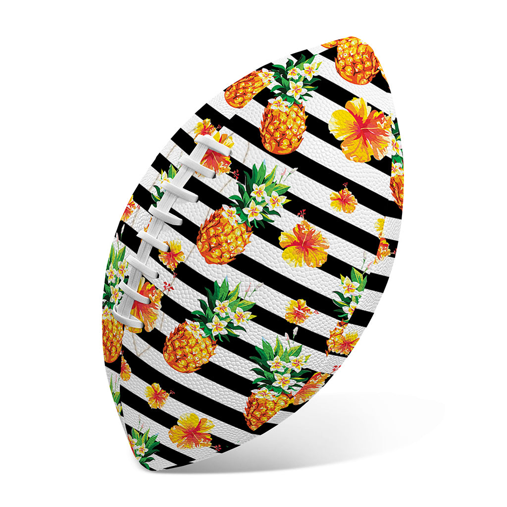 Pineapple And Hibiscus Striped Print Rugby Ball