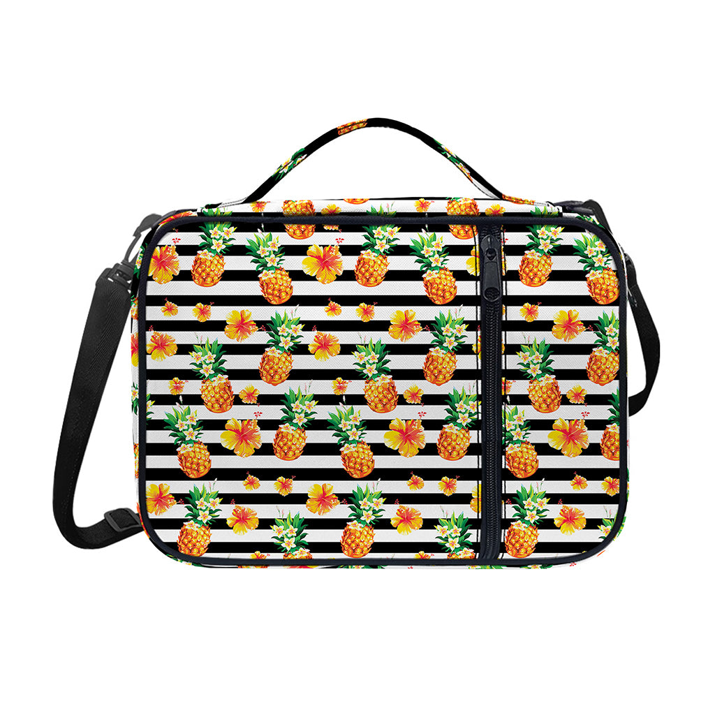 Pineapple And Hibiscus Striped Print Shoulder Strap Bible Bag