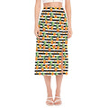 Pineapple And Hibiscus Striped Print Side Slit Midi Skirt