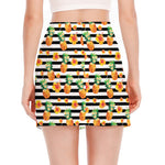 Pineapple And Hibiscus Striped Print Side Slit Mini Skirt