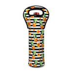 Pineapple And Hibiscus Striped Print Single Neoprene Wine Tote