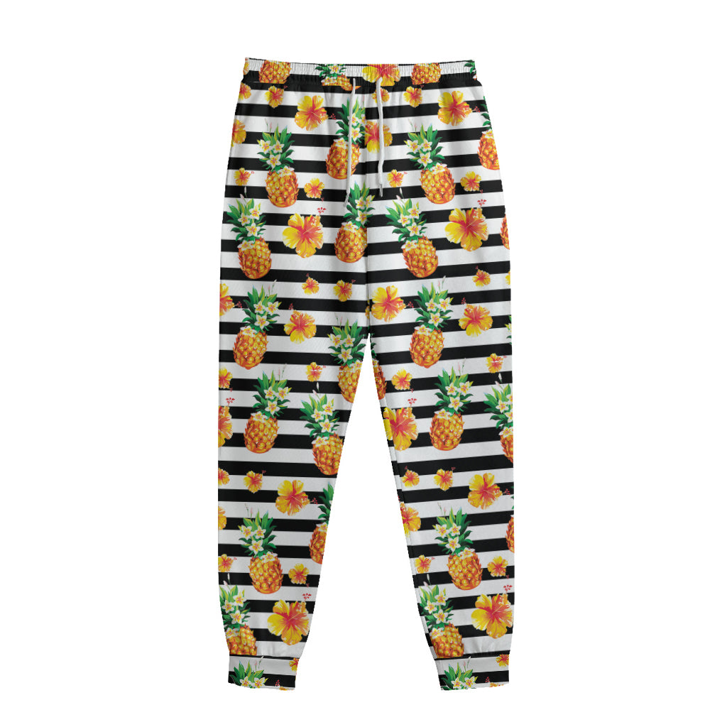 Pineapple And Hibiscus Striped Print Sweatpants