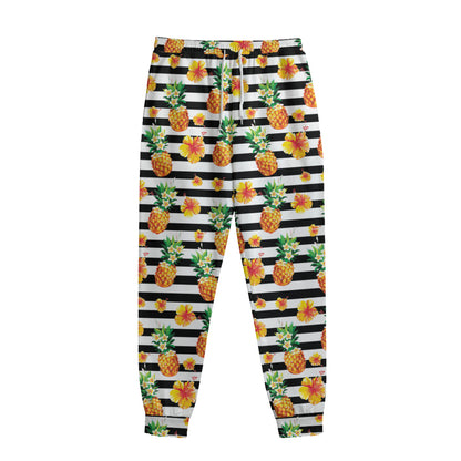 Pineapple And Hibiscus Striped Print Sweatpants