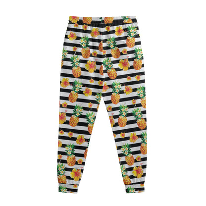 Pineapple And Hibiscus Striped Print Sweatpants