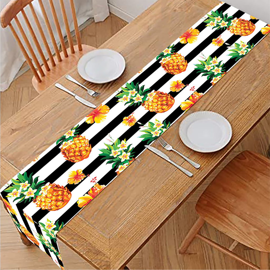 Pineapple And Hibiscus Striped Print Table Runner