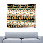 Pineapple And Hibiscus Striped Print Tapestry