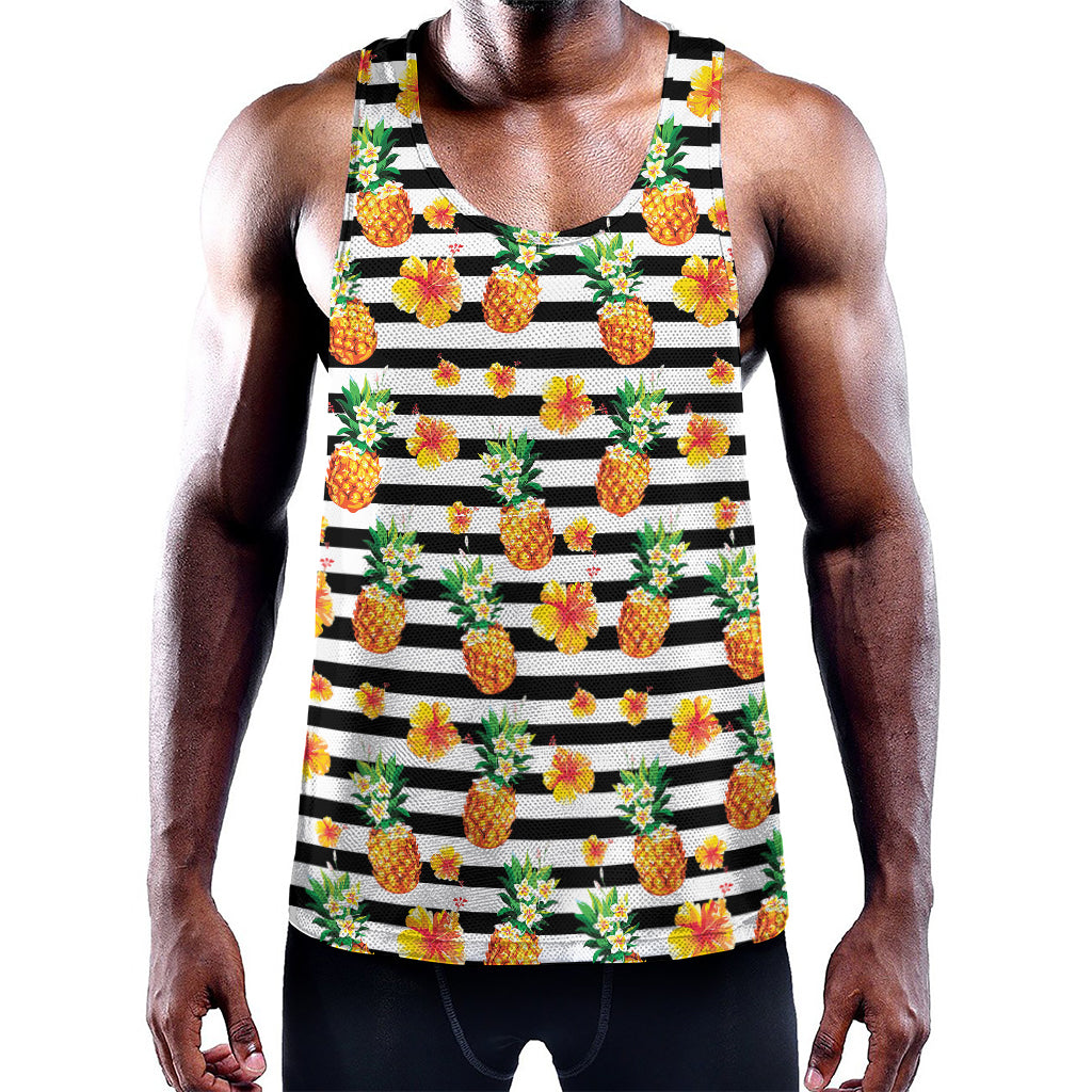 Pineapple And Hibiscus Striped Print Training Tank Top