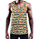 Pineapple And Hibiscus Striped Print Training Tank Top