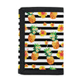 Pineapple And Hibiscus Striped Print Trifold Wallet