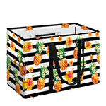 Pineapple And Hibiscus Striped Print Utility Tote Bag