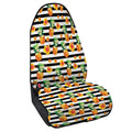 Pineapple And Hibiscus Striped Print Waterproof Car Seat Cover