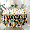Pineapple And Hibiscus Striped Print Waterproof Round Tablecloth