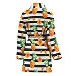 Pineapple And Hibiscus Striped Print Women's Bathrobe