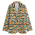 Pineapple And Hibiscus Striped Print Women's Cotton Blazer
