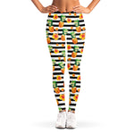 Pineapple And Hibiscus Striped Print Women's Leggings