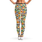 Pineapple And Hibiscus Striped Print Women's Leggings