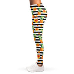 Pineapple And Hibiscus Striped Print Women's Leggings