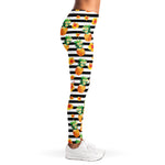 Pineapple And Hibiscus Striped Print Women's Leggings