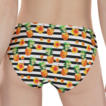 Pineapple And Hibiscus Striped Print Women's Panties