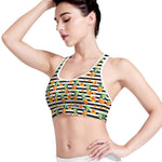 Pineapple And Hibiscus Striped Print Women's Sports Bra