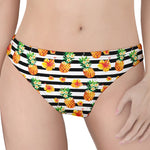 Pineapple And Hibiscus Striped Print Women's Thong