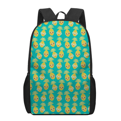 Pineapple Emoji Pattern Print 17 Inch Backpack