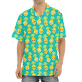Pineapple Emoji Pattern Print Aloha Shirt