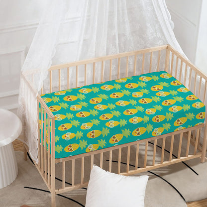 Pineapple Emoji Pattern Print Baby Crib Sheet