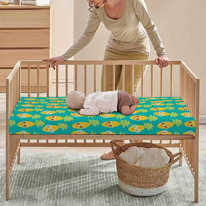 Pineapple Emoji Pattern Print Baby Crib Sheet