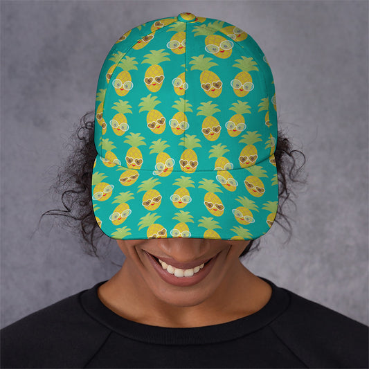 Pineapple Emoji Pattern Print Baseball Cap