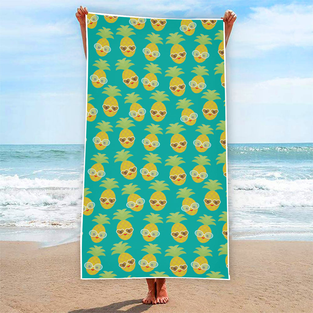 Pineapple Emoji Pattern Print Beach Towel