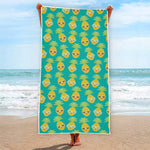 Pineapple Emoji Pattern Print Beach Towel