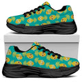 Pineapple Emoji Pattern Print Black Chunky Shoes