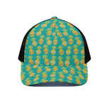 Pineapple Emoji Pattern Print Black Mesh Trucker Cap