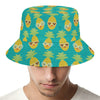 Pineapple Emoji Pattern Print Bucket Hat