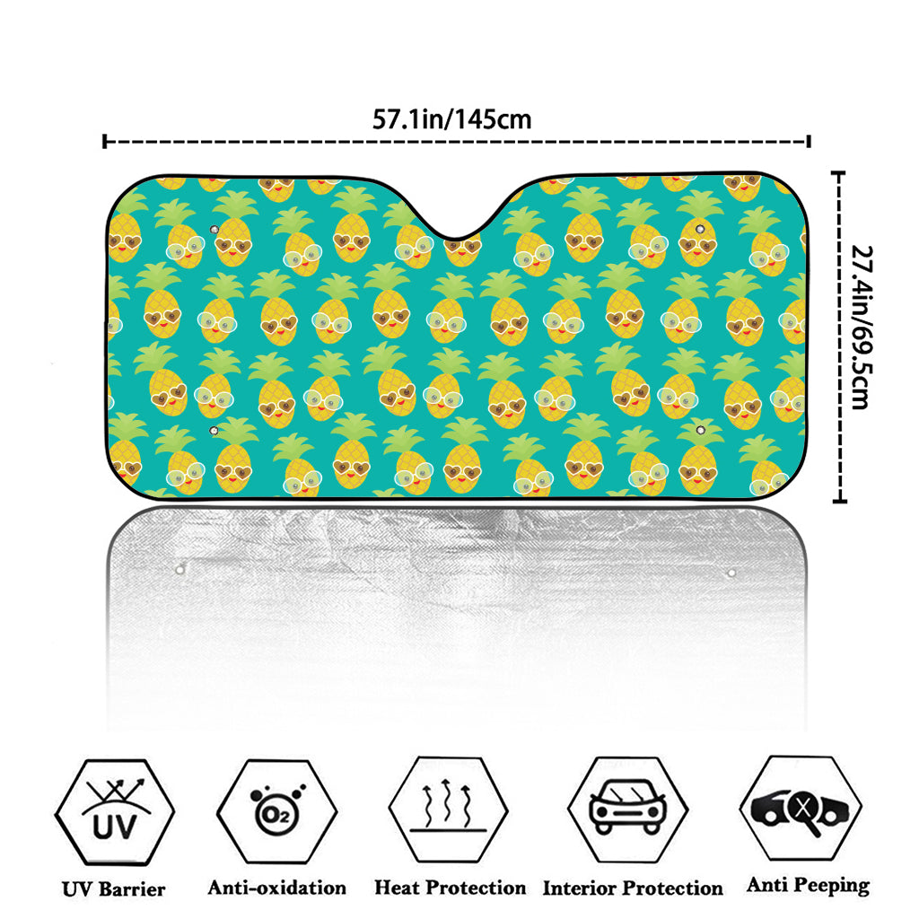 Pineapple Emoji Pattern Print Car Windshield Sun Shade