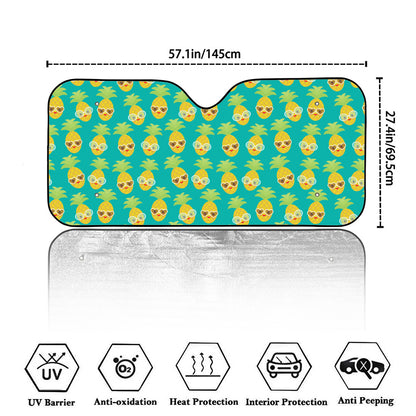 Pineapple Emoji Pattern Print Car Windshield Sun Shade
