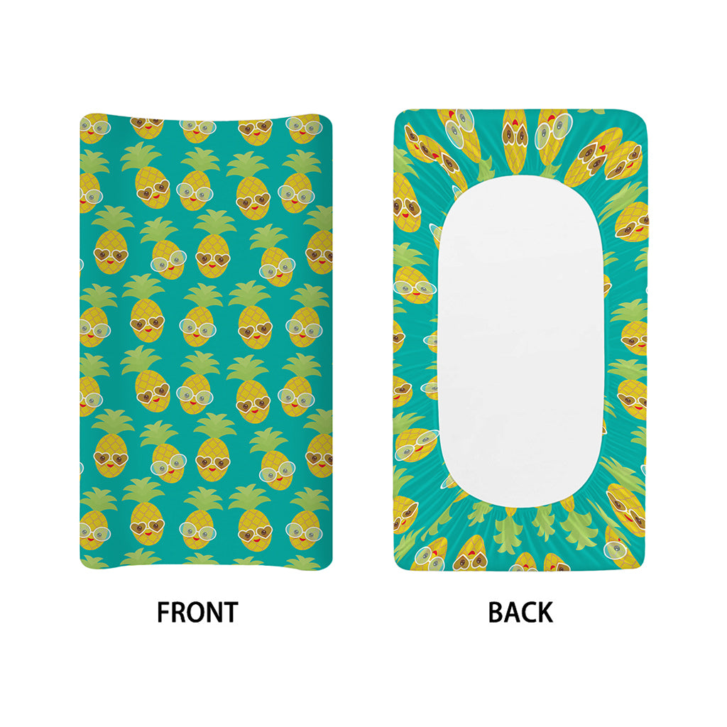 Pineapple Emoji Pattern Print Changing Pad Cover