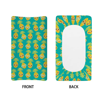 Pineapple Emoji Pattern Print Changing Pad Cover
