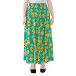 Pineapple Emoji Pattern Print Chiffon Maxi Skirt