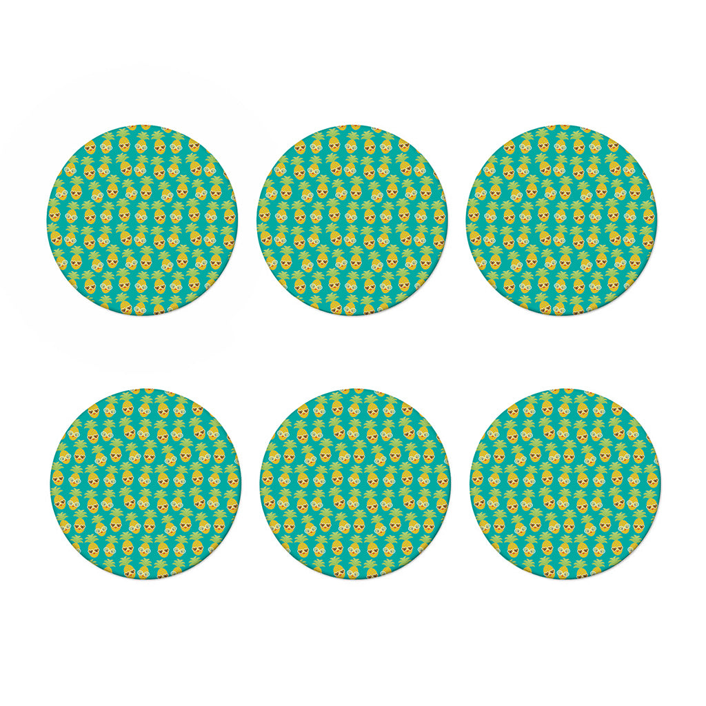 Pineapple Emoji Pattern Print Coaster Set