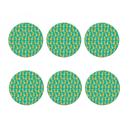 Pineapple Emoji Pattern Print Coaster Set