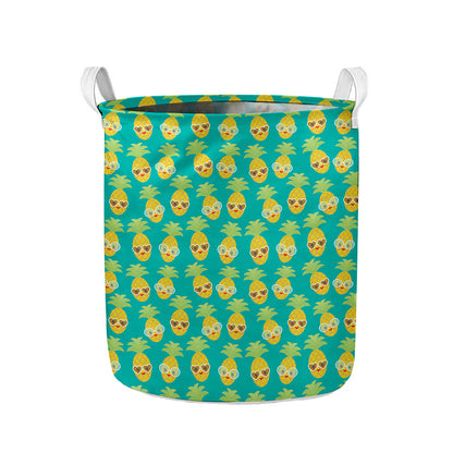 Pineapple Emoji Pattern Print Collapsible Laundry Basket