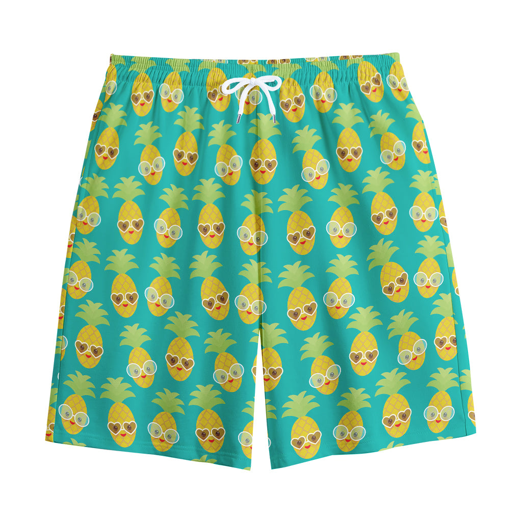 Pineapple Emoji Pattern Print Cotton Shorts