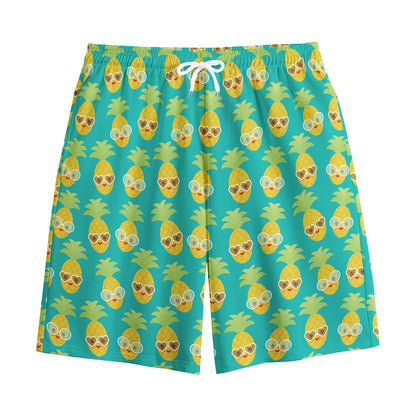 Pineapple Emoji Pattern Print Cotton Shorts