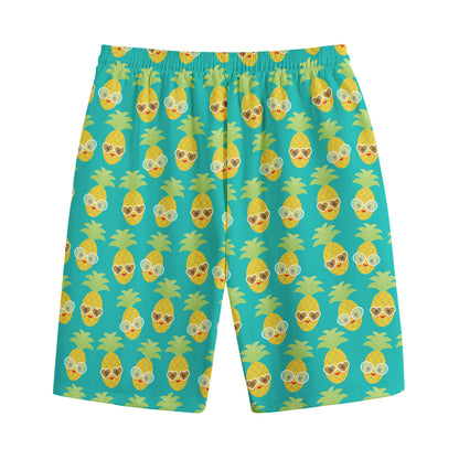 Pineapple Emoji Pattern Print Cotton Shorts