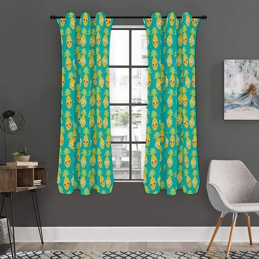 Pineapple Emoji Pattern Print Curtain