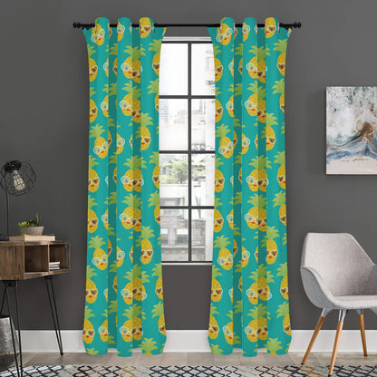 Pineapple Emoji Pattern Print Curtain