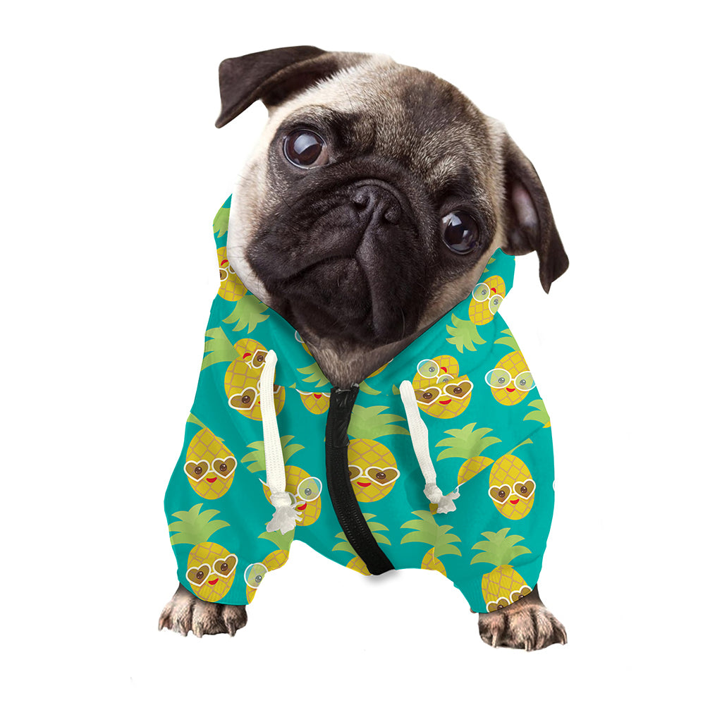 Pineapple Emoji Pattern Print Dog Zip Up Hoodie