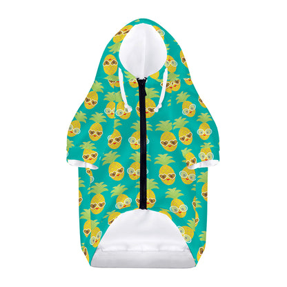 Pineapple Emoji Pattern Print Dog Zip Up Hoodie
